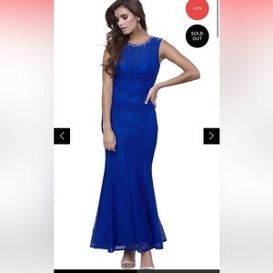 Nix Anabel Royal Blue Mesh Rhinestone Tulip Maxi dress